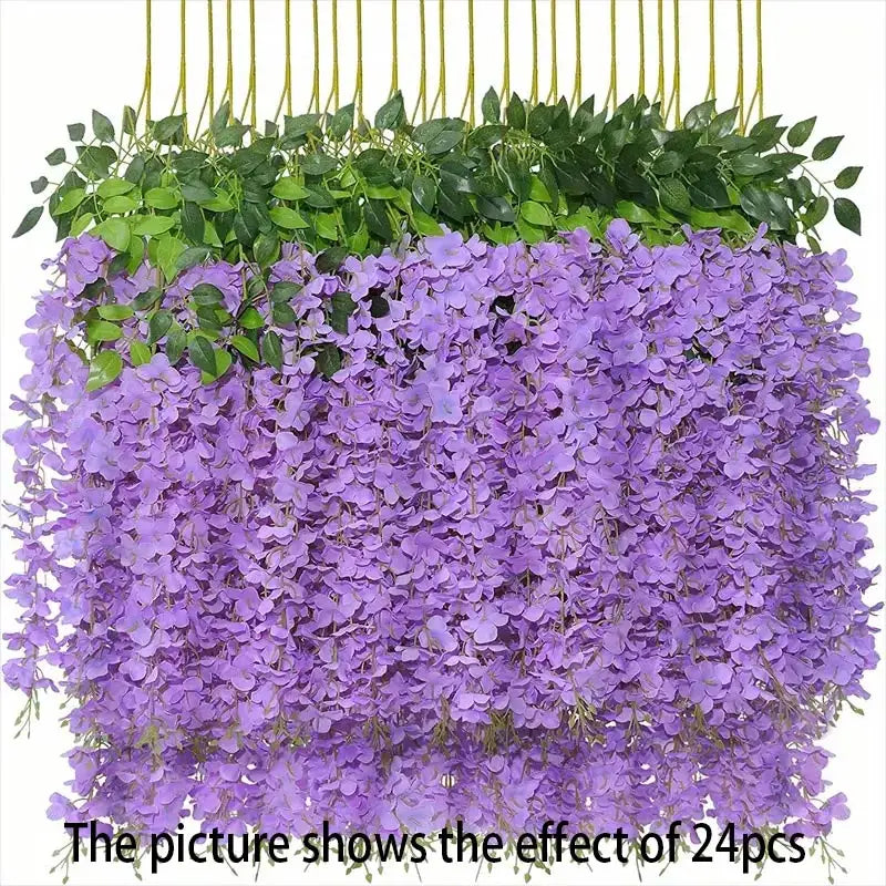 12PCS Artificial Wisteria Vine Flowers – Silk Hanging Trailing Garland for Wedding, Party & Home Decor | DIY Floral Decoration