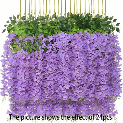 12PCS Artificial Wisteria Vine Flowers – Silk Hanging Trailing Garland for Wedding, Party & Home Decor | DIY Floral Decoration