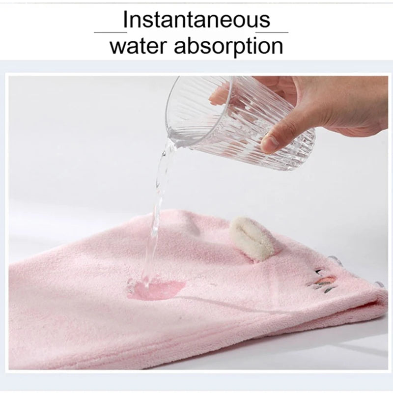 Cute Microfiber Hair Towel Wrap – Quick-Dry Strong Absorbent Head Towel for Girls & Women, Hair Drying Towel GFMJ03