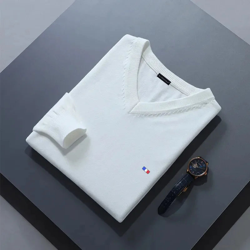 Men’s Classic V-Neck Cashmere Blend Sweater – Warm Pullover Jumper for Autumn & Winter, Casual Fashion Knitwear