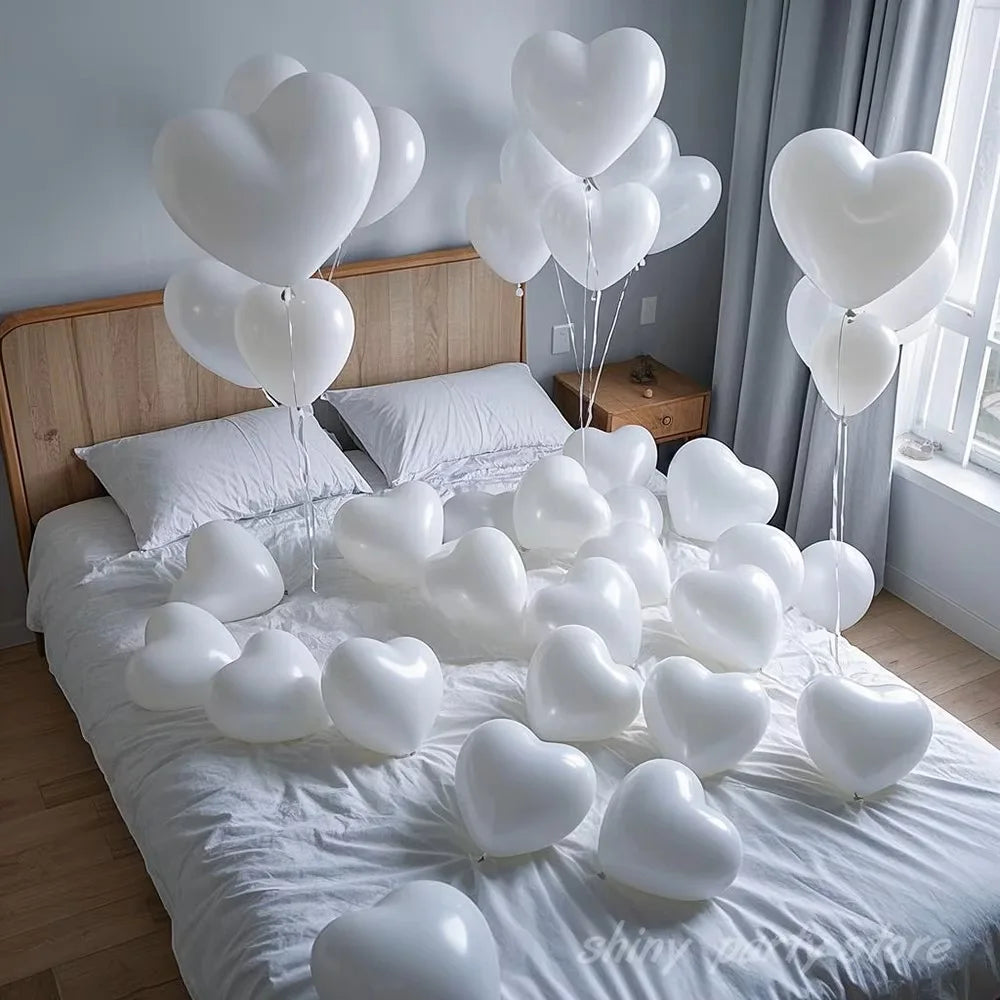 12-Inch Heart Balloons – Love Helium Balloons for Weddings, Birthdays, Valentine's & Party Decor