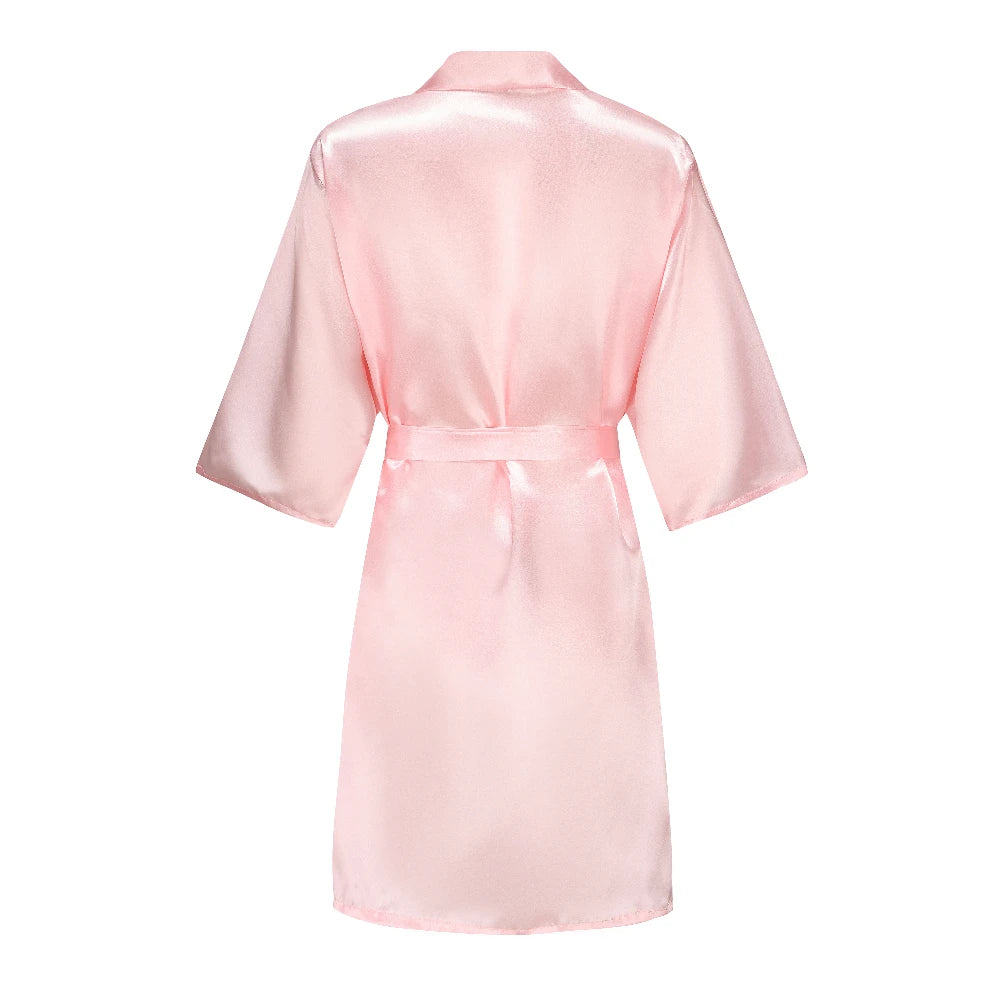 Bata de satén "Team Bride" – Kimono de pijama para fiesta de bodas con estampado de letras blancas | Regalo de despedida de soltera para mujer