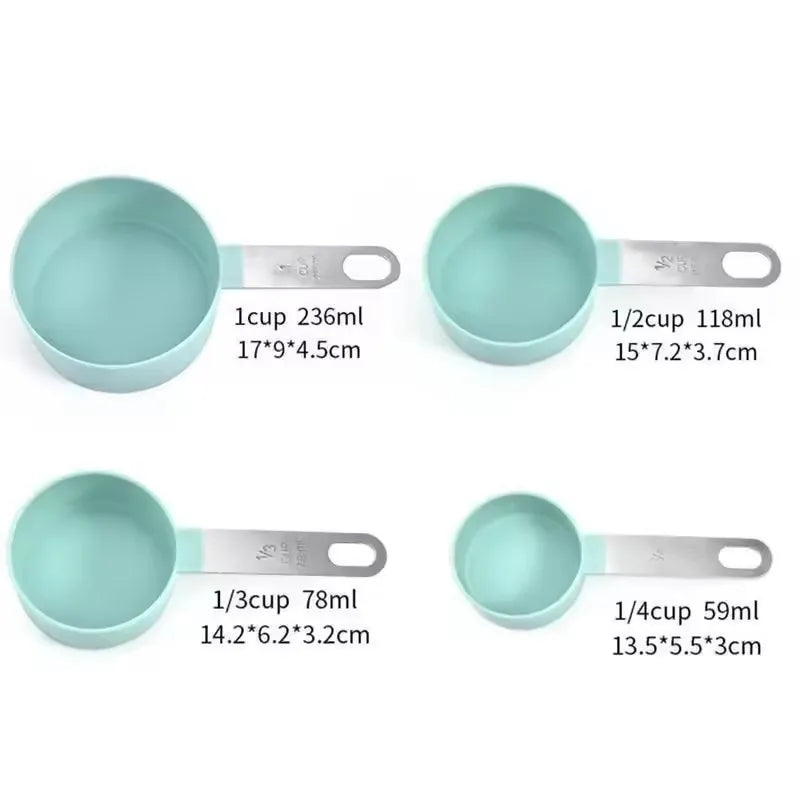 8PCS Stainless Steel Measuring Cups & Spoons Set – Precise Baking & Cooking Measuring Tools for Cake, Pastry & Kitchen Food Preparation