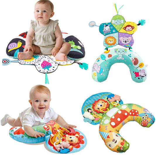 Cojín de Tiempo Boca Abajo para Bebés y Juguete Sensorial de Alto Contraste – Almohada de Apoyo para Recién Nacidos de Doble Cara en Blanco y Negro para Levantar la Cabeza y el Desarrollo Temprano