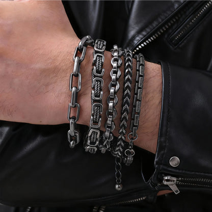 Vintage Byzantine Chain Bracelet – Stainless Steel Braided Link Wristband for Men & Boys | Retro Fashion Jewelry Gift for Father