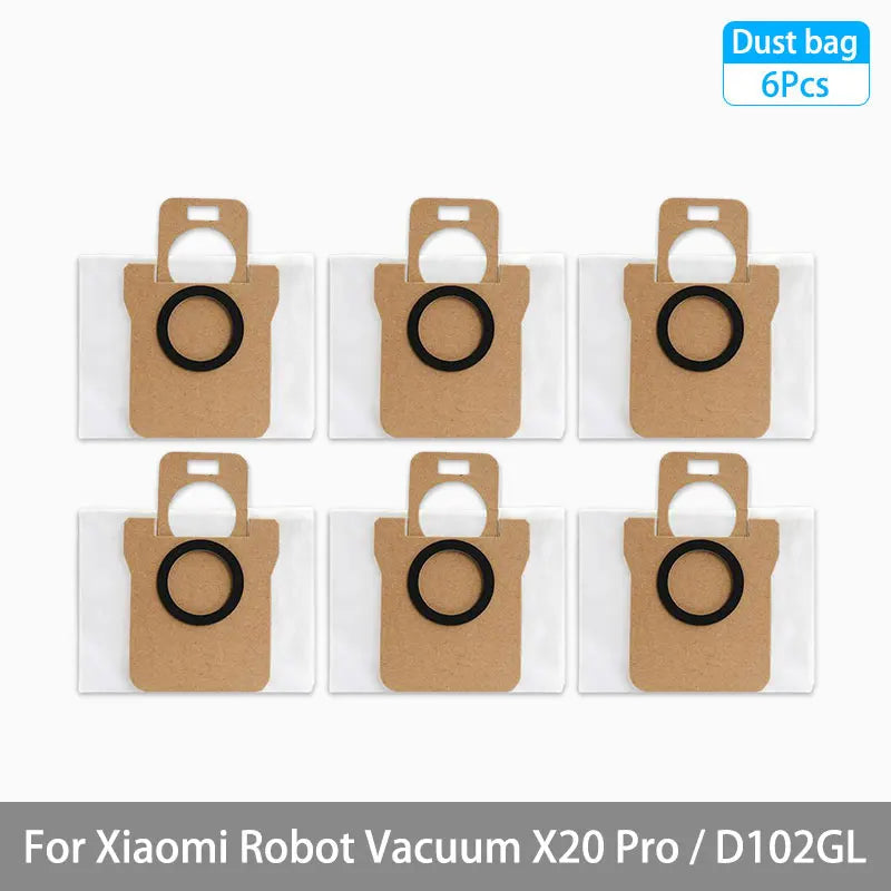Replacement Parts Kit for Xiaomi Robot Vacuum X20 Pro / D102GL – Main Brush, Side Brushes, HEPA Filter, Mop Pads & Dust Bags
