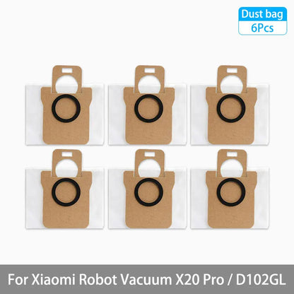 Replacement Parts Kit for Xiaomi Robot Vacuum X20 Pro / D102GL – Main Brush, Side Brushes, HEPA Filter, Mop Pads & Dust Bags