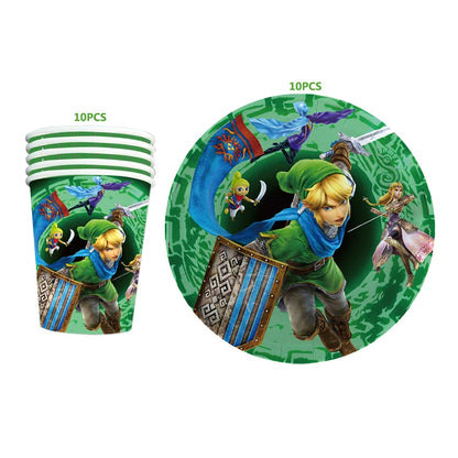 The Legend of Zelda Birthday Party Decorations Disposable Tableware Set – Cups, Plates & Napkins for Kids Birthday Party Supplies & Baby Shower Toys