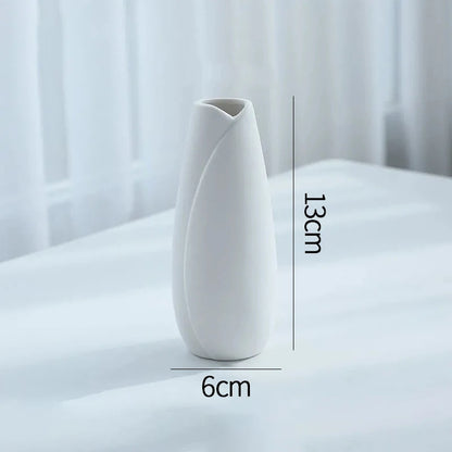 Florero Nórdico de Cerámica Blanca – Jarrón Decorativo Moderno para Sala de Estar, Decoración del Hogar y Escritorio