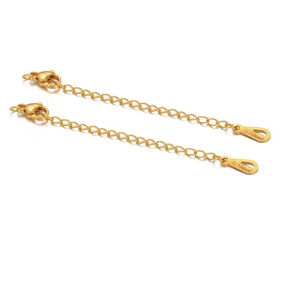 10-Piece Stainless Steel Lobster Clasps with 5cm Extension Chains – Jewelry Connectors for DIY Bracelets & Necklaces