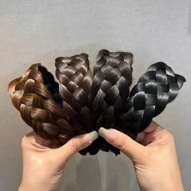 Diadema Bohemio Trenzado Sintético para Mujer Banda de Pelo Elástica para Fiestas y Cosplay