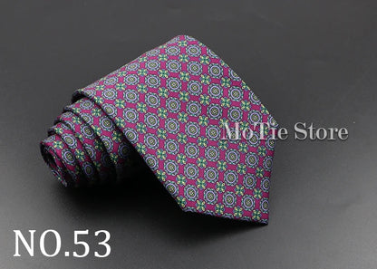 Men's 7.5cm Soft Silk Necktie – Floral & Dot Pattern Tie for Weddings, Business, Parties & Formal Wear