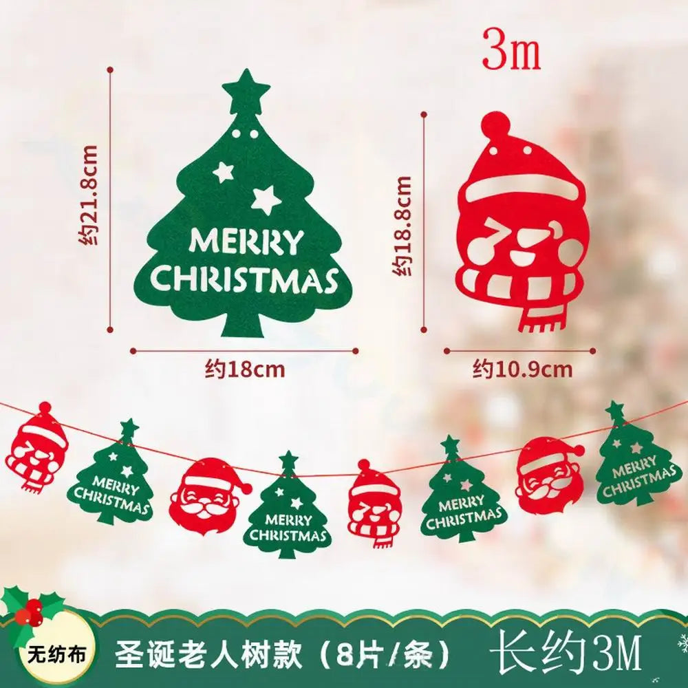 Felt Merry Christmas Banner – Santa Claus Xmas Flag Decoration for Home, Noel Holiday Party & New Year Decor