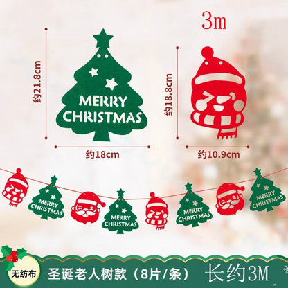 Felt Merry Christmas Banner – Santa Claus Xmas Flag Decoration for Home, Noel Holiday Party & New Year Decor