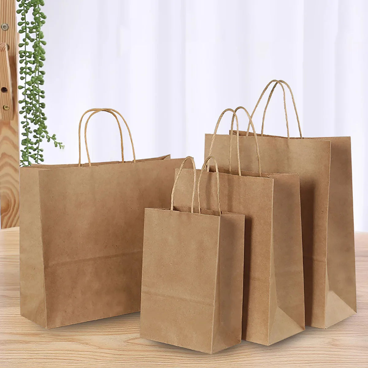 10PCS Kraft Paper Gift Bags with Handles – Shopping Bags for Clothing, Weddings, Christmas, Retail Packaging & Party Gift Favors