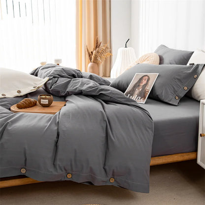 3-Piece 100% Cotton Bedding Set – Duvet Cover & Pillowcase Set for Queen & King Beds