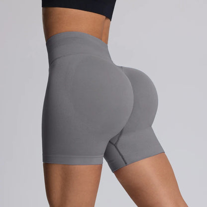 Shorts de yoga femme taille haute gainant sans couture pour l'entraînement, la salle de sport, la course et le fitness, à fort impact