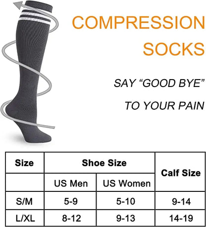 30mmHg Compression Socks for Men & Women – Knee High Support Stockings for Sports, Edema, Varicose Veins & Daily Wear