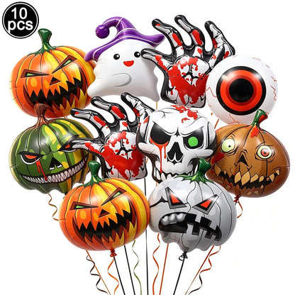 Large Halloween Standing Foil Balloons – Haunted House, Castle, Skull, Coffin & Witch Mylar Balloons for Halloween Party Decorations