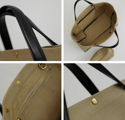 Bolso Tote de Lona y Piel para Mujer – Versátil Bandolera Cruzada y de Hombro, Bolso de Mano Casual y Chic para el Día a Día con un Elegante Diseño de Cartera de Mano para el Trabajo, Viajes y Moda Cotidiana