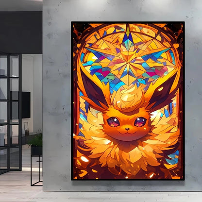 Pokémon Bulbasaur & Pikachu Canvas Wall Art – Bright Garden Themed Cartoon Home Living Room Decor