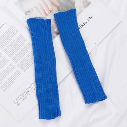 Long Fingerless Gloves for Women Winter Knitted Arm Warmers Kawaii Anime Punk Gothic Lolita Mittens