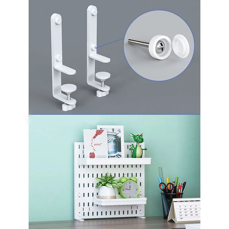 Organizador de pared de tablero perforado sin taladros – Panel de almacenamiento modular con estantes y accesorios para cocina, baño y sala de juegos