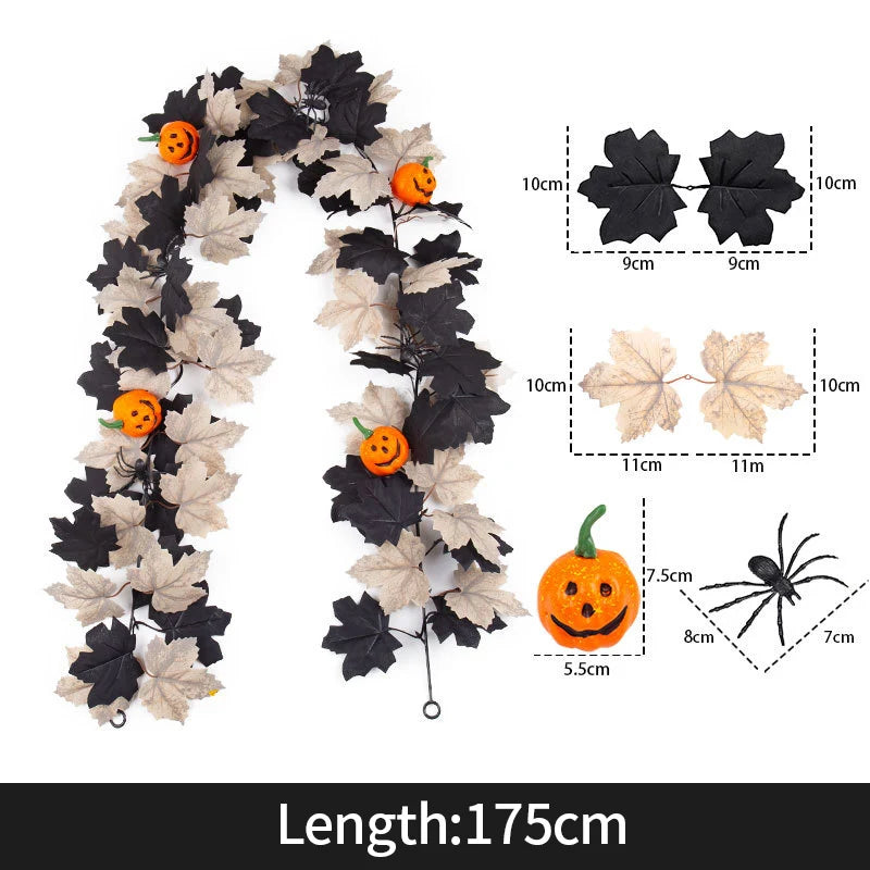 2M Artificial Maple Leaf Garland – Faux Fallen Leaves Autumn Rattan Decor for Thanksgiving, Halloween, Wedding, Christmas & Holiday Festivals