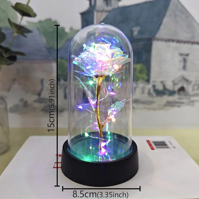 Eternal Rose LED Light in Glass Dome – Romantic Valentine’s Day Gift for Girlfriend | Forever Flower Decoration for Wedding, Mother’s Day & Bridesmaid Gifts
