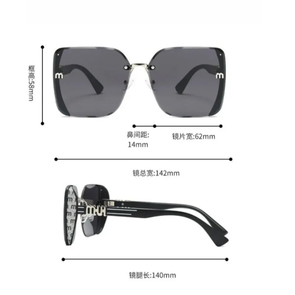 Oversized M Letter Square Sunglasses – Stylish Unisex Fashion Eyewear for Women & Men, Light Luxury Shades for Travel, Street & Party Wear