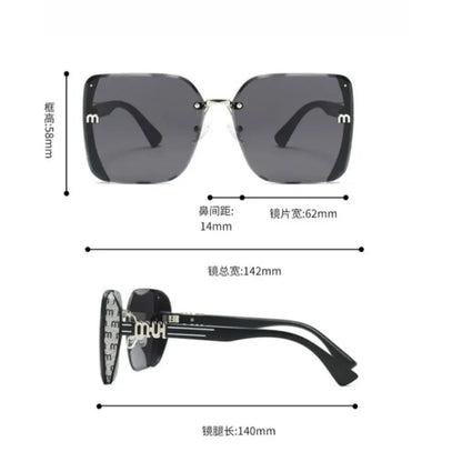 Oversized M Letter Square Sunglasses – Stylish Unisex Fashion Eyewear for Women & Men, Light Luxury Shades for Travel, Street & Party Wear