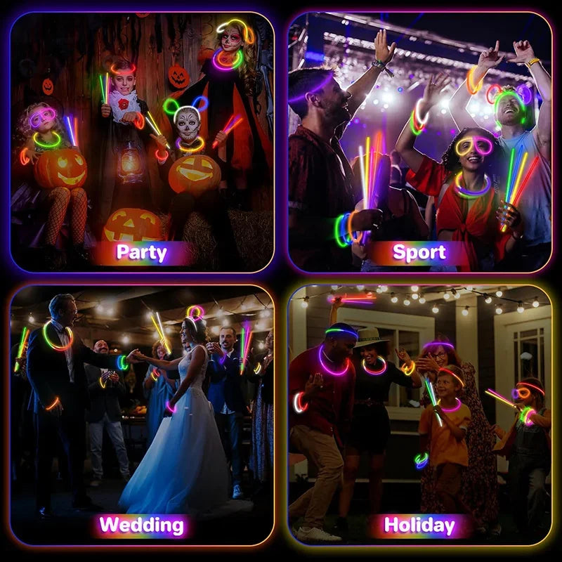 Barras luminosas fluorescentes – Pulseras luminosas multicolores flexibles de 50/100 unidades, barras de luz brillantes para eventos, celebraciones, cumpleaños, bodas y artículos para fiestas nocturnas