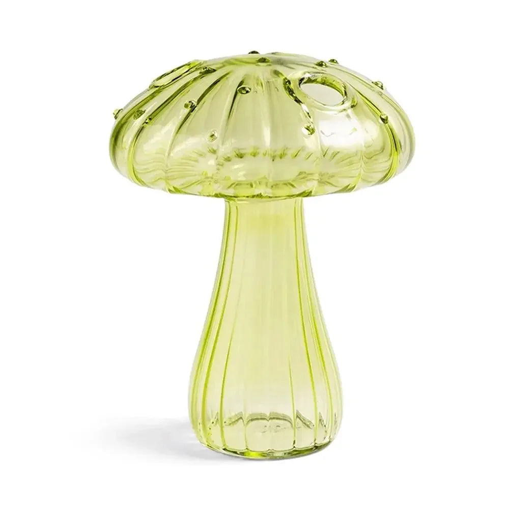 Florero de vidrio con forma de hongo – Maceta hidropónica transparente y jarrón decorativo de escritorio