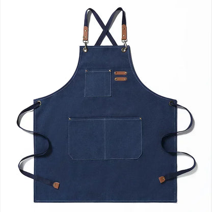Delantal de trabajo de lona – Delantal de chef ajustable para cocina, barbacoa, restaurante y taller
