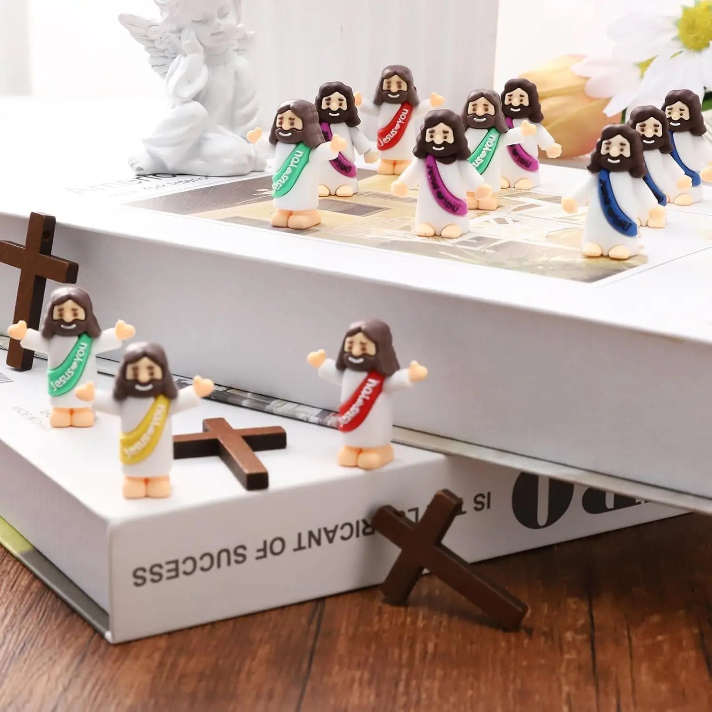 20 mini figuras de Jesús - Bonitas miniaturas de personajes religiosos para la escuela dominical, rellenos de huevos de Pascua, recuerdos de fiesta, regalos de estudio bíblico y decoraciones basadas en la fe