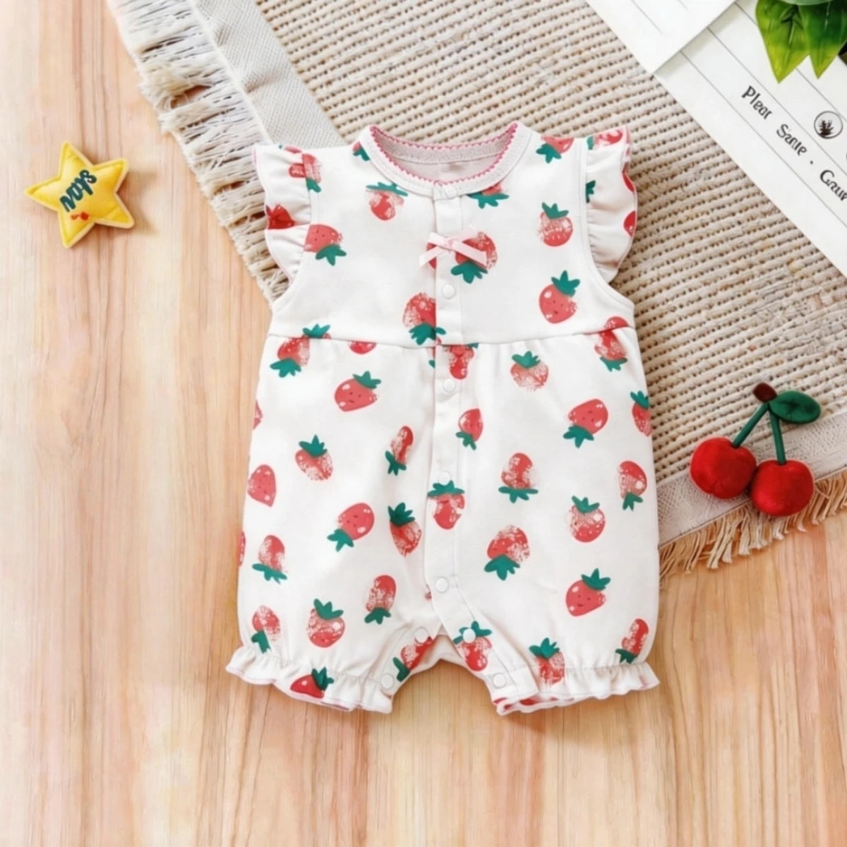 Pelele de verano para bebé recién nacido – Body de manga corta de algodón suave con estampado de dibujos animados para bebés y niñas (3-18 meses)