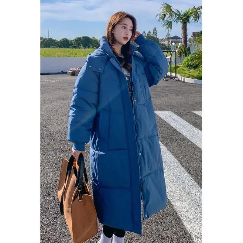 Women’s Long Hooded Winter Parka – Thick Cotton-Padded Puffer Coat, Warm Loose-Fit Jacket for Cold Weather & Snowy Days