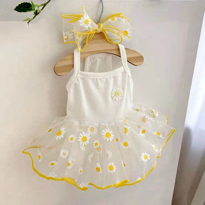 Cute Dog Princess Dress Bow Lace Mesh Summer Pet Skirt for Poodle, Chihuahua, Puppies & Small Dogs