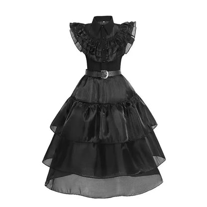 Girls Halloween Cosplay Costume – Black Gothic Fancy Dress Up Outfit (Kids Carnival Costume)