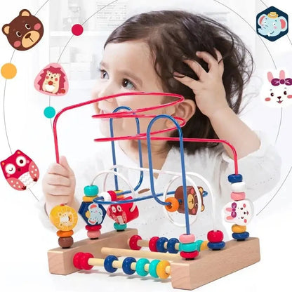 Jouet Montessori en bois de montagnes russes – Labyrinthe de perles pour bébé, boulier d'apprentissage des mathématiques pour les tout-petits de 1 à 3 ans, cadeau de développement éducatif précoce