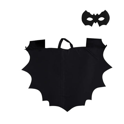 Kids’ Black Bat Cloak Costume Set – Bat Wing Cape with Eye Mask, Non-Woven Halloween Outfit for Trick-or-Treat, Parties & Stage Wear