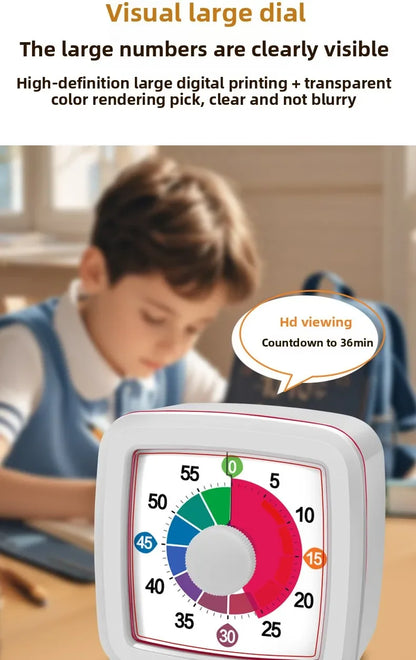 Temporizador visual de 60 minutos con luz nocturna – Reloj de cuenta regresiva para niños, estudiantes y productividad
