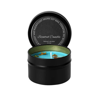 Crystal Scented Soy Wax Candles – Luxury Iron Tin Candle with Dried Floral Fragrance, Wholesale Aromatherapy Candle for Gifts & Home Decor