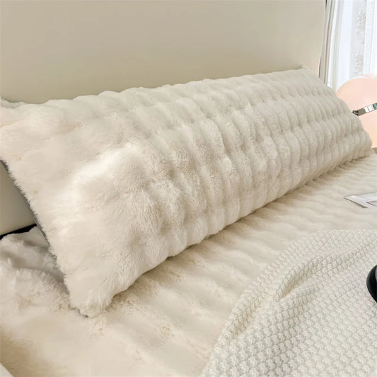 Funda de Almohada Larga de Peluche de Color Sólido - Funda de Almohada Suave Decorativa para Cama, Sofá y Decoración del Hogar (Solo Funda)