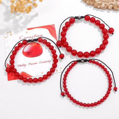 Bracelet perles de tourmaline noire naturelle – Bracelet ajustable tressé en corde avec carte cadeau pour hommes et femmes