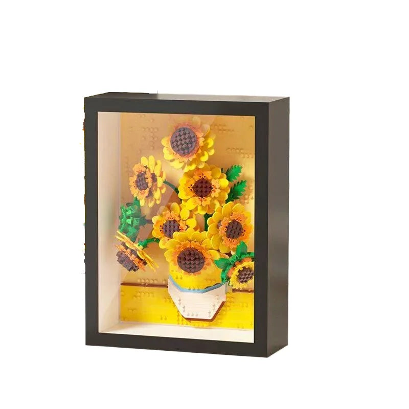 3D Diamond Building Block Art Set with Display Box – Van Gogh Sunflowers, The Starry Night & Great Wave Inspired Model, Kids' Gift