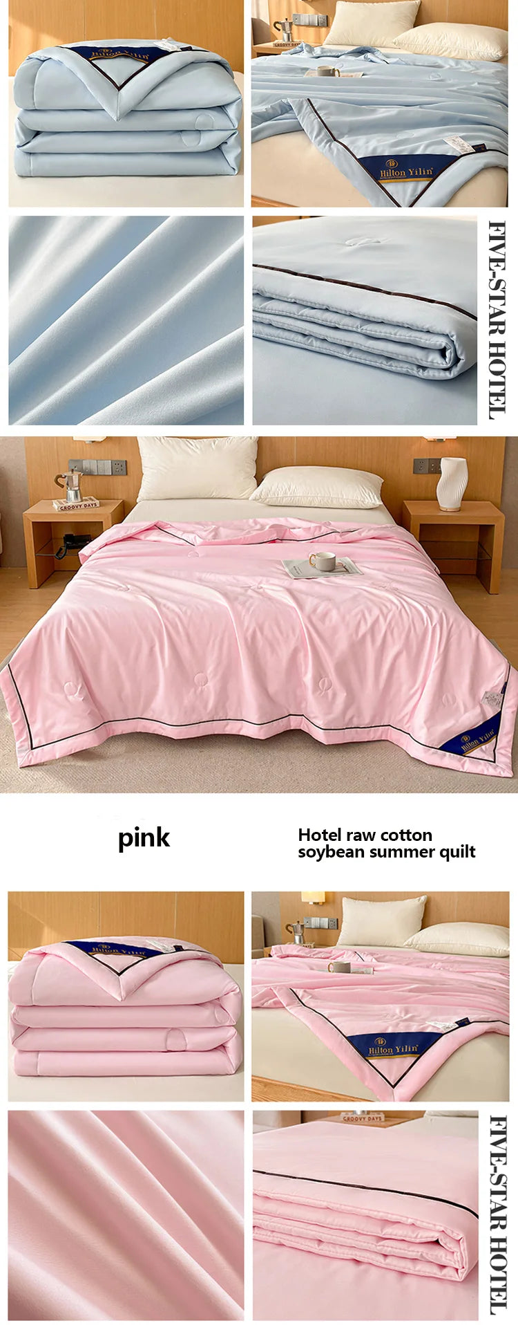 Couverture rafraîchissante de luxe d'été – Couverture climatisée en coton brut doux et fibre de soja pour adultes et enfants