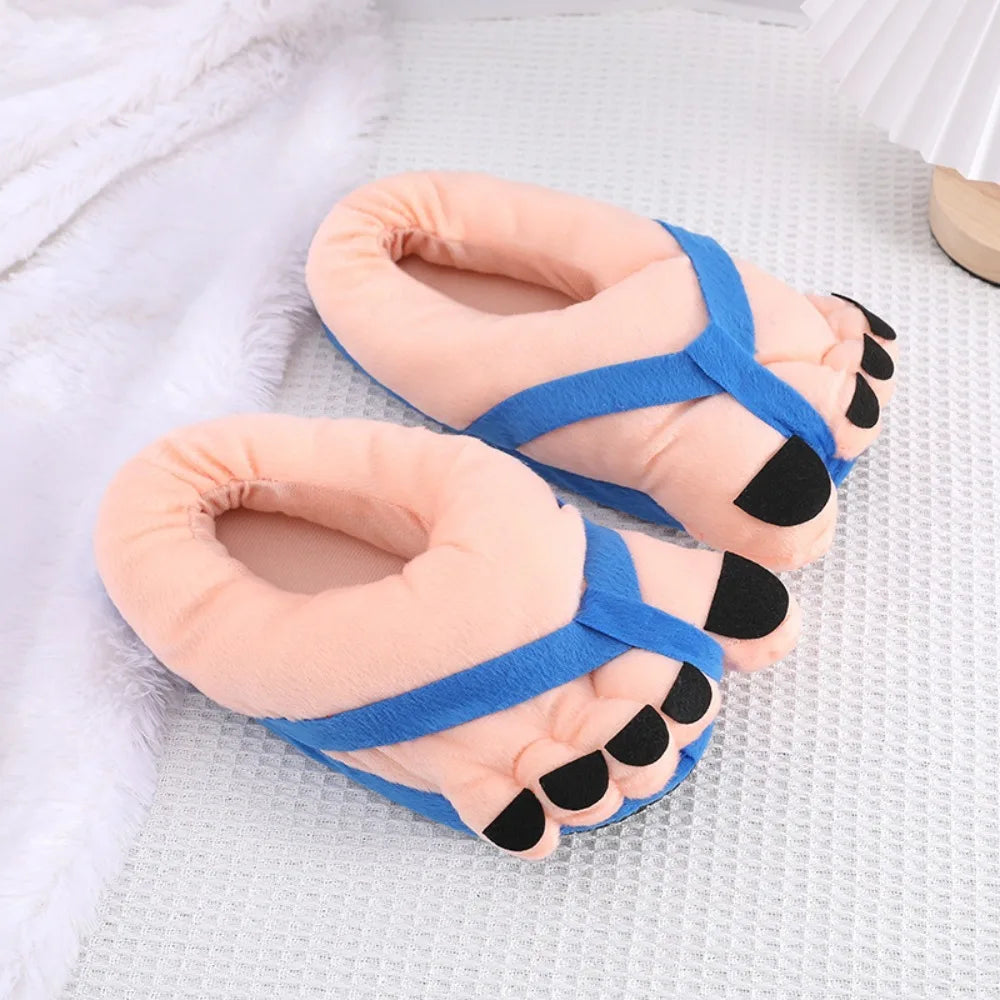 Winter Cotton Slippers for Men and Women, Funny Couple House Slides, Soft Warm Plush Indoor Slippers for Home, Cozy Oversized Feet Slippers for Cold Weather