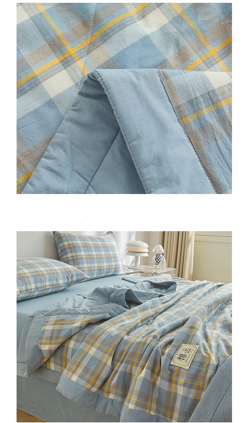100% Cotton Summer Quilt – Lightweight Long Staple Cotton Comforter for Twin, Queen & Double Beds