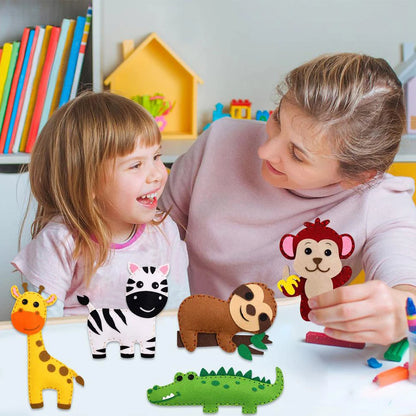 Kit de costura de animales del bosque para niños – Juego de manualidades de fieltro para principiantes, juguete educativo de costura, regalo de aprendizaje creativo y artístico para niñas